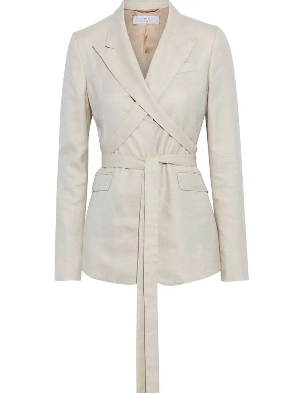 Gabriela Hearst Nutter Blazer Wool Silk Linen Tie Waist Tailored Jacket